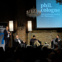 phil.cologne 2019: Cai Werntgen ( UKS Forum Humanum), Herfried Münkler, Parag Khanna und Wolfram Eilenberger ©Ast/Juergens