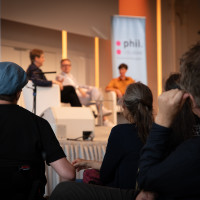 phil.COLOGNE 2025: 23.06. Mein Algorithmus und Ich. Markus Gabriel und Daniel Kehlmann über den Menschen im Zeitalter der KI. Mod.: Simone Miller ©Katja Tauber